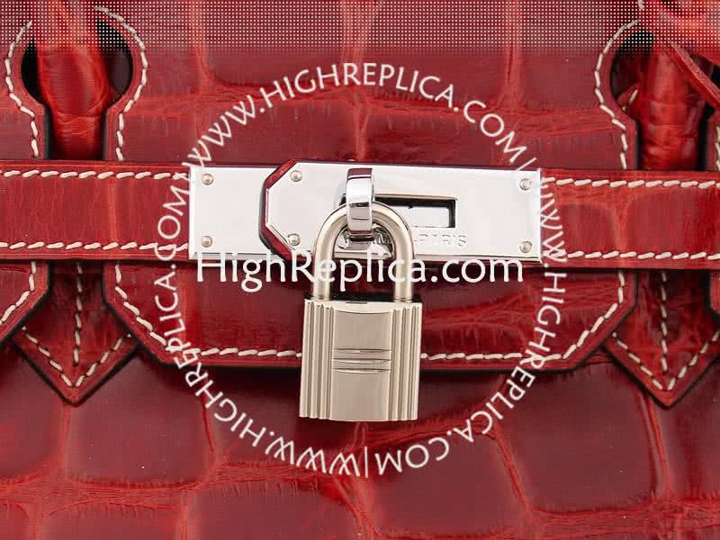 Hermes Birkin 35 Cm Red Mock Croc 7