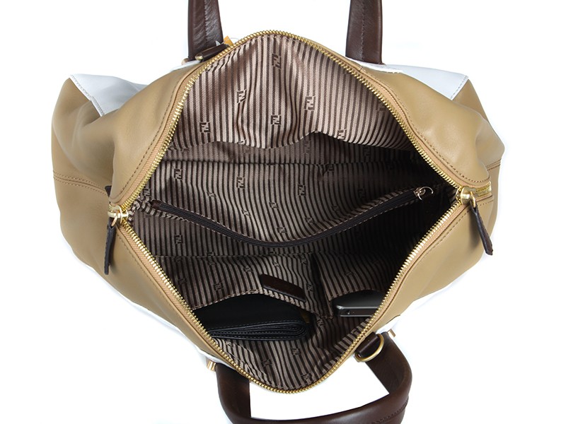 Spring Summer 2012 Fendi Colorblock Chameleon Convertible Tote Beige White Brown 11