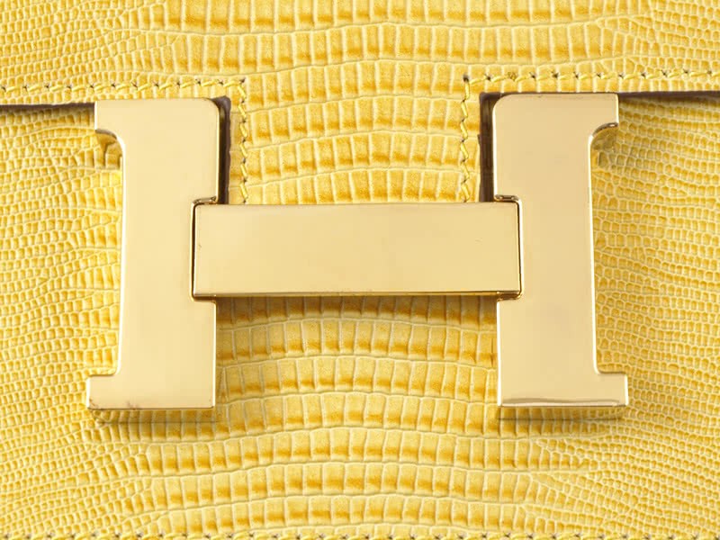Hermes Constance 23 Single Shoulder Bag Lizard Leather Yellow 6