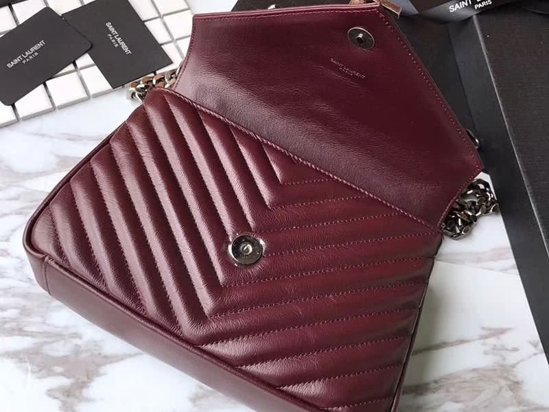 Saint Laurent Coll Ge Medium In Matelass Leather Burgundy 4