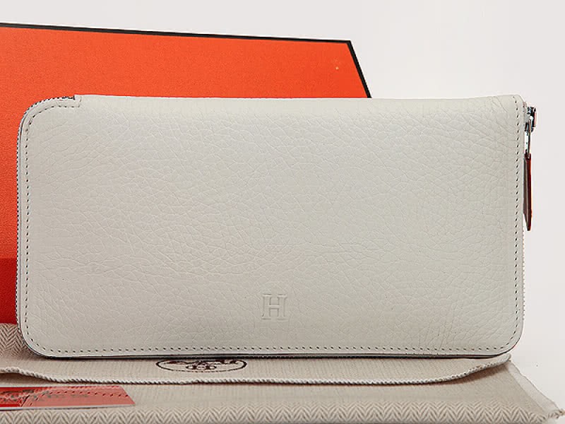 Hermes Zipper Wallet Original Leather Watermelon White 1