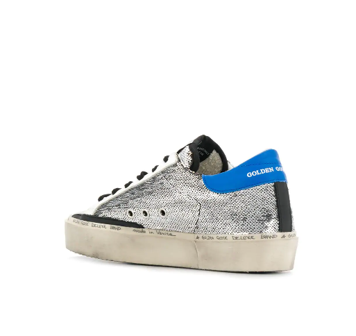Golden Goose Sneakers Hi Star Leather Silver Blue Black Men Women 3
