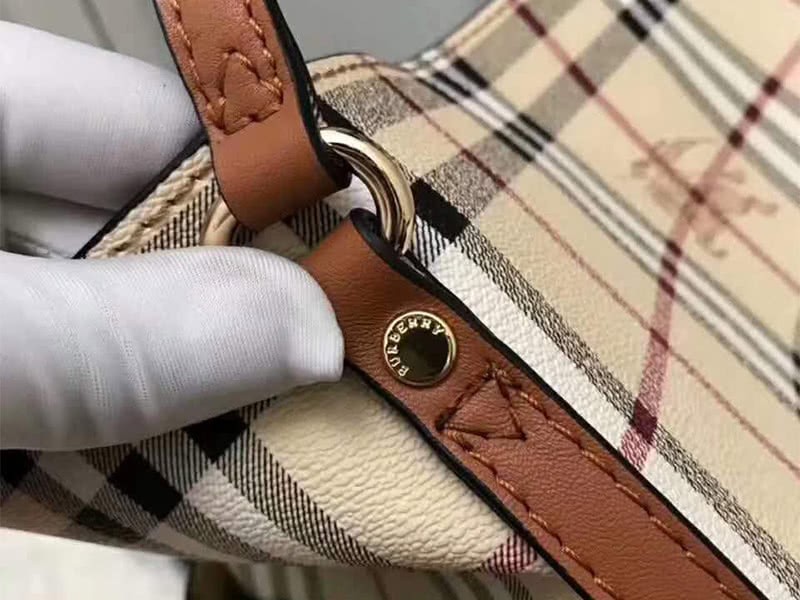 Burberry Haymarket Check Tote Bag Brown 4