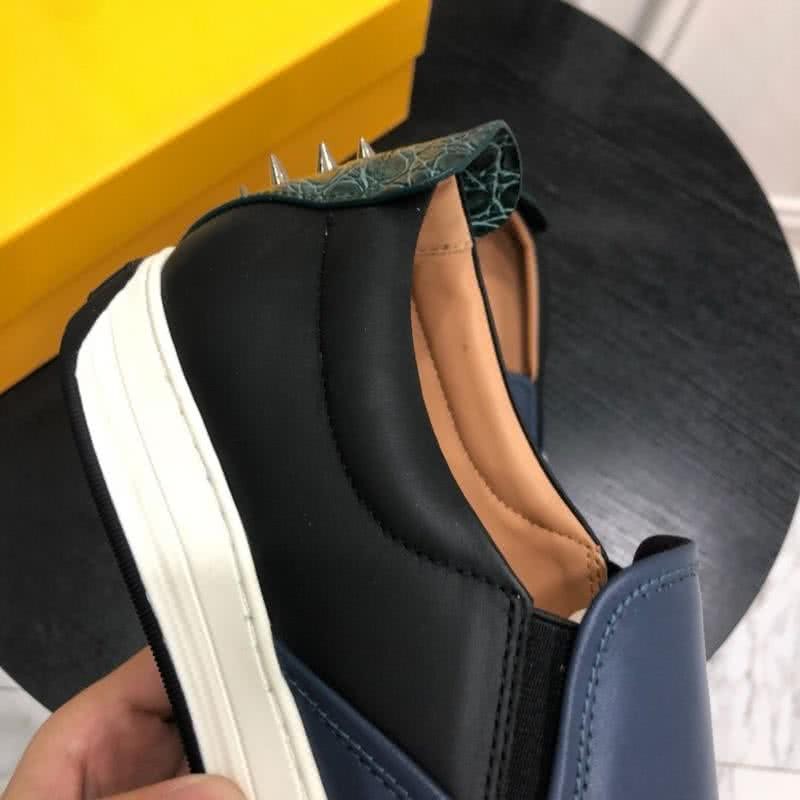 Fendi Sneakers Leather Monster Rivets Shoe Tail Black Upper White Sole Men 6