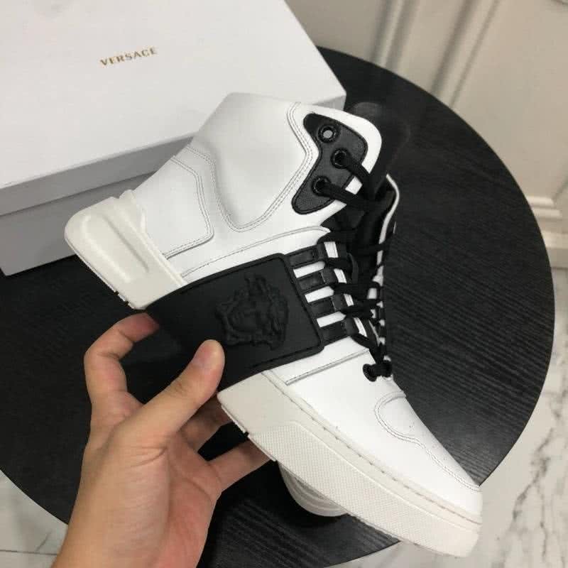 Versace New Casual Shoes Cowhide Black And White  Men 4
