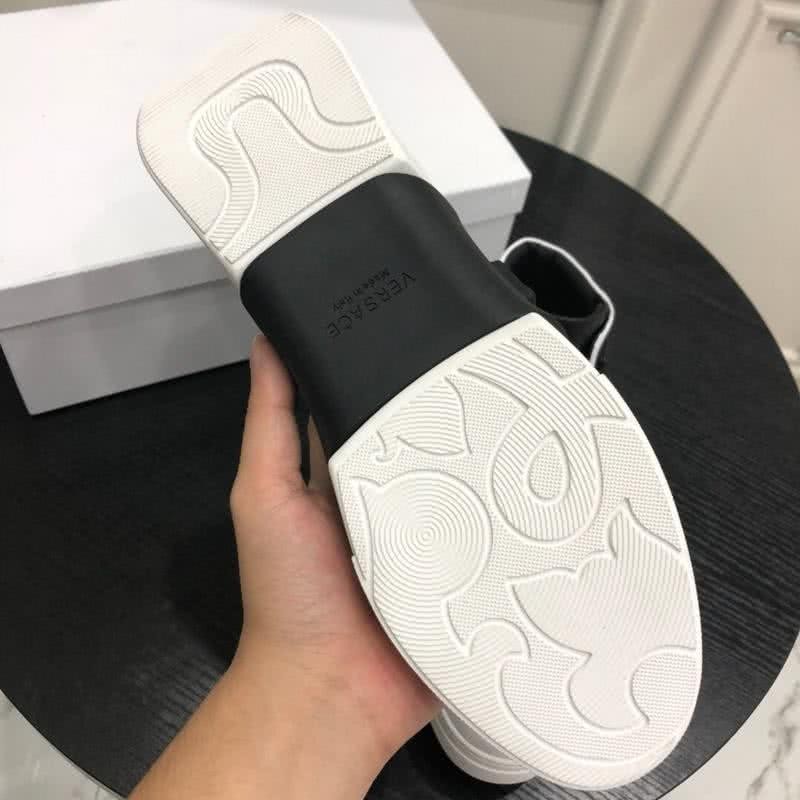 Versace New Casual Shoes Cowhide Black And White  Men 8