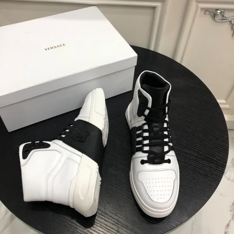 Versace New Casual Shoes Cowhide Black And White  Men 9