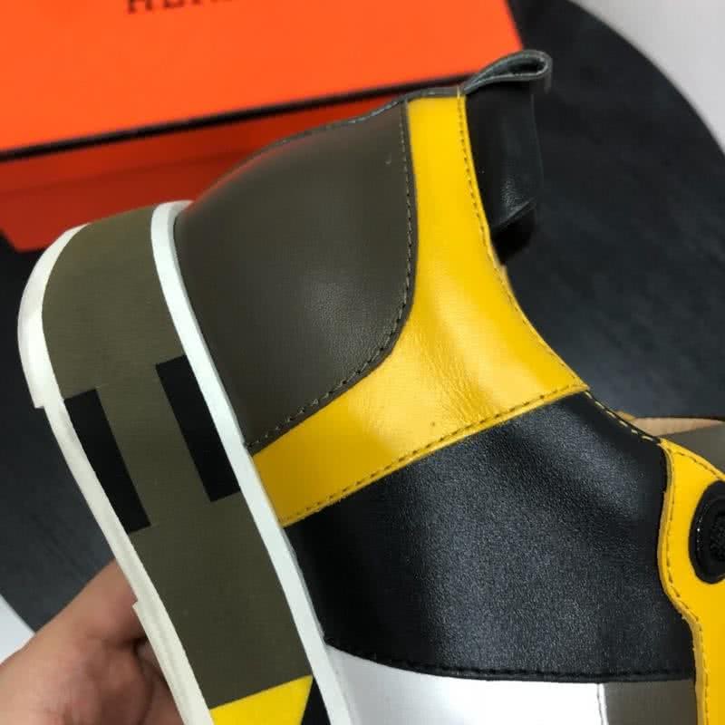 Hermes Fashion Comfortable Sports Shoes Cowhide Yellow And Black Men 7