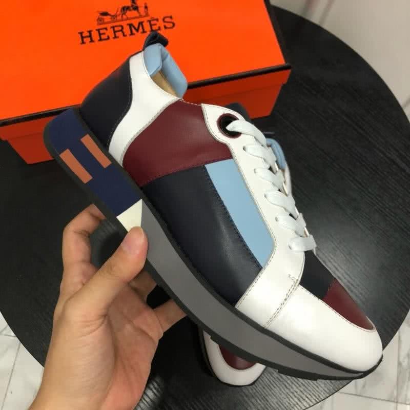 Hermes Fashion Comfortable Sports Shoes Cowhide Red And White Men 4