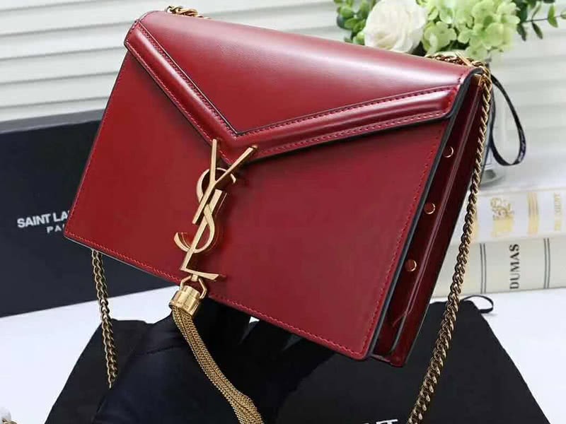 Saint Laurent Cassandra Monogram Clasp Bag Calfskin Red 1