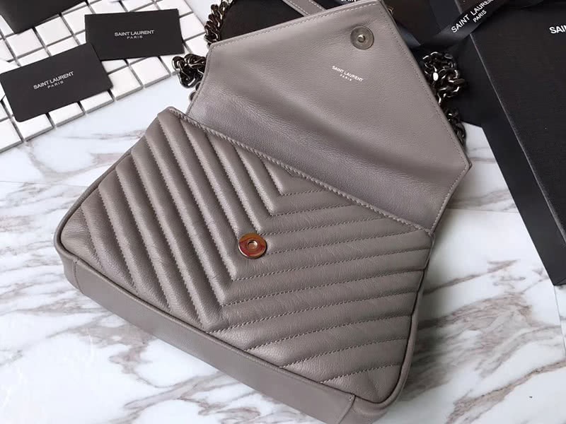Saint Laurent Coll Ge Medium In Matelass Leather Grey 6