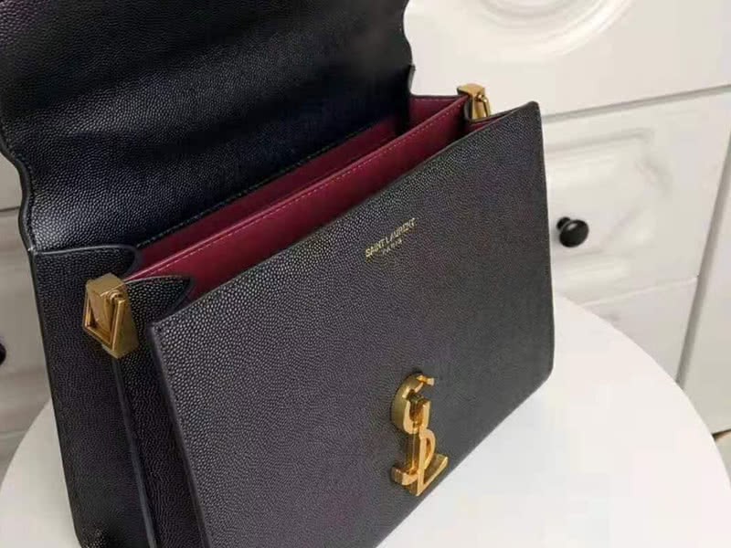 Saint Laurent Cassandra Top Handle Medium Bag In Grain Leather Black 7