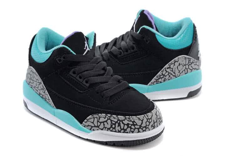 Air Jordan 3 Shoes Green Black And Grey Children 4