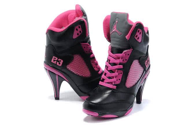 Air Jordan 5 Black And Pink Women 4
