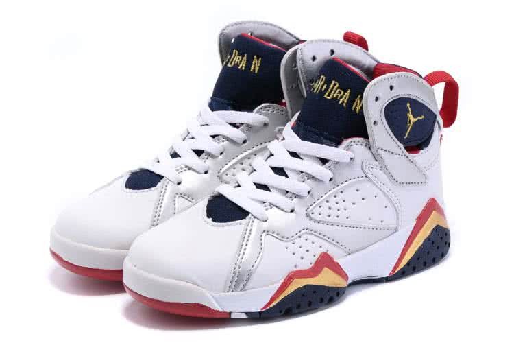 Air Jordan 7 Red And Whtie Children 4