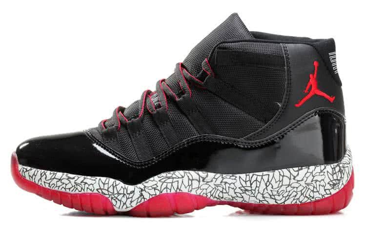 Air Jordan 11 Luminous Black Upper Red And White Sole Men 3