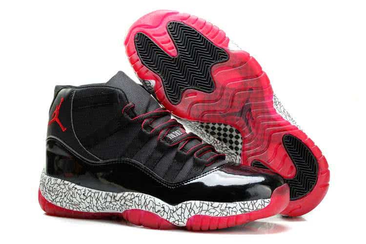Air Jordan 11 Luminous Black Upper Red And White Sole Men 1
