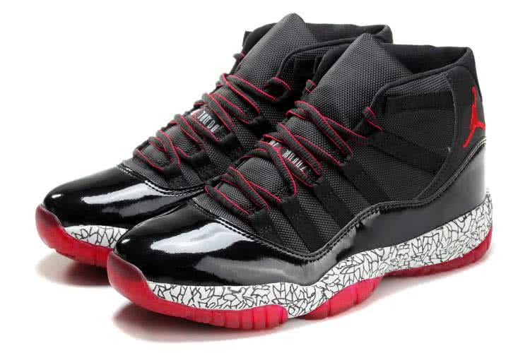 Air Jordan 11 Luminous Black Upper Red And White Sole Men 5