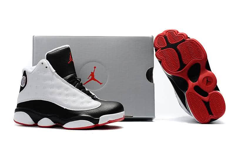 Air Jordan 13 Kids White And Black Upper Red Sole 3
