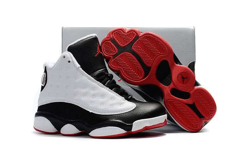 Air Jordan 13 Kids White And Black Upper Red Sole 1