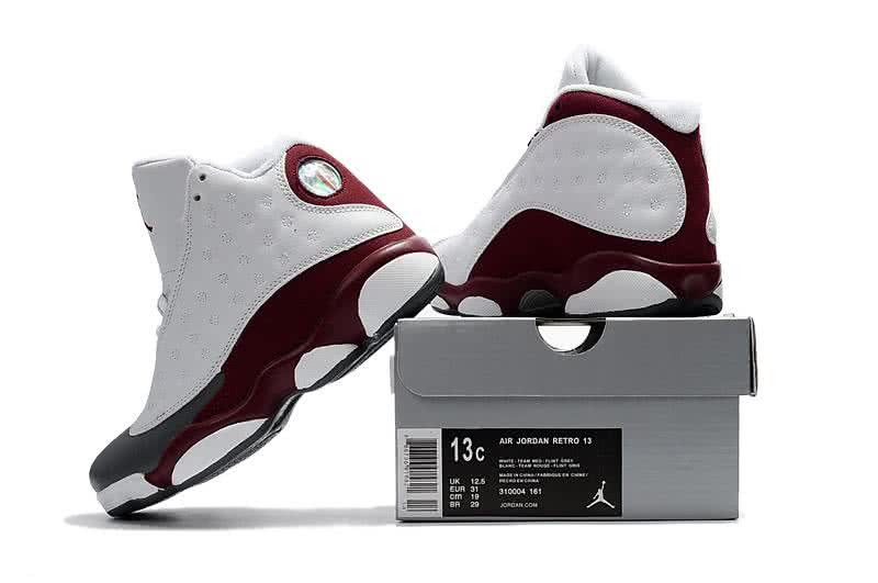 Air Jordan 13 Kids White And Wine Upper Black Sole 2