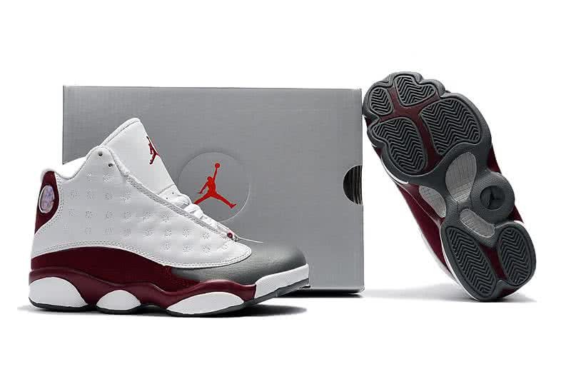 Air Jordan 13 Kids White And Wine Upper Black Sole 3