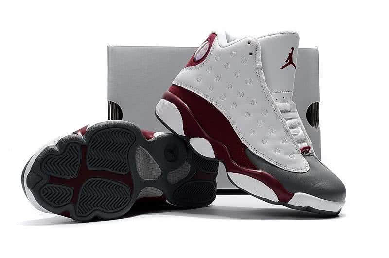 Air Jordan 13 Kids White And Wine Upper Black Sole 5