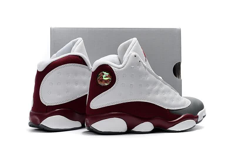 Air Jordan 13 Kids White And Wine Upper Black Sole 6