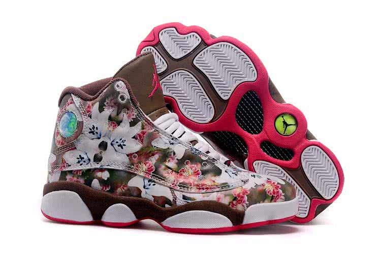 Air Jordan 13 High Pink Blossom White Lily Brown And White Women 1