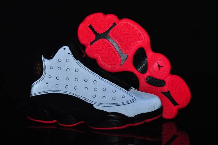 Air Jordan 13 Kids Black And White Upper Red Sole 1