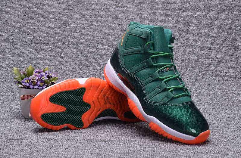 Air Jordan 11 Green Upper Red And White Sole Men 3