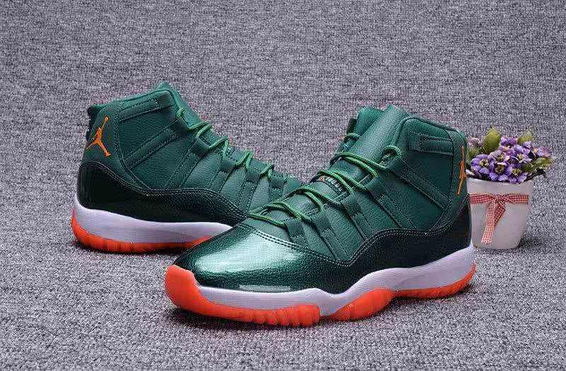 Air Jordan 11 Green Upper Red And White Sole Men 5