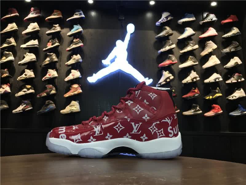 Air Jordan 11 X Supreme x LV Red And White Letter Men 2