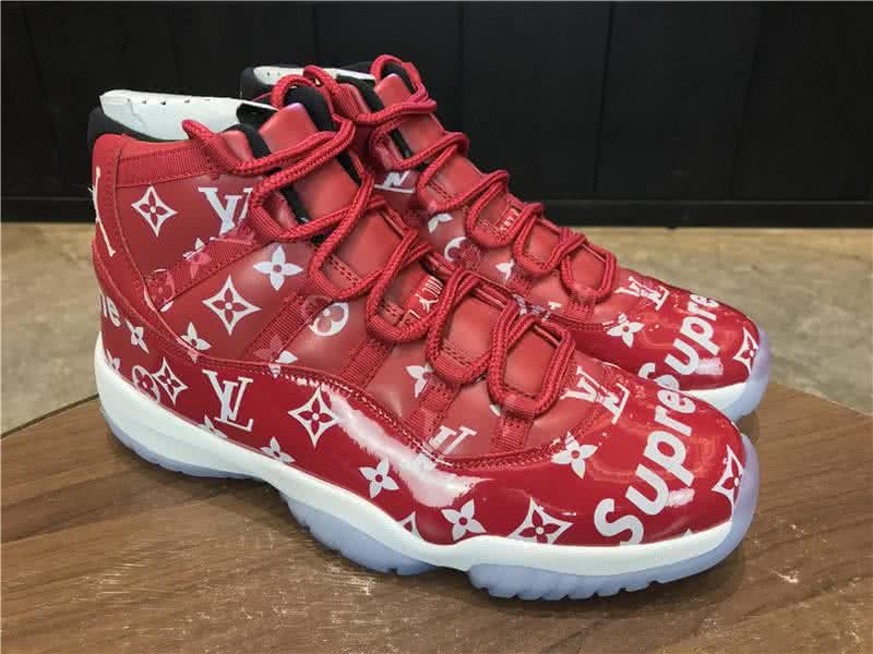 Air Jordan 11 X Supreme x LV Red And White Letter Men 1
