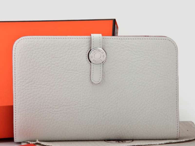 Hermes Dogon Togo Original Leather Combined Wallet White 1