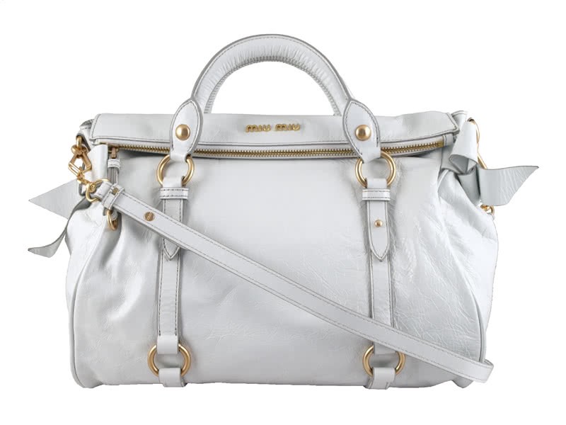 Miu Miu Nappa Leather Large Boston Bag White 1