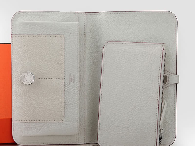 Hermes Dogon Togo Original Leather Combined Wallet White 3
