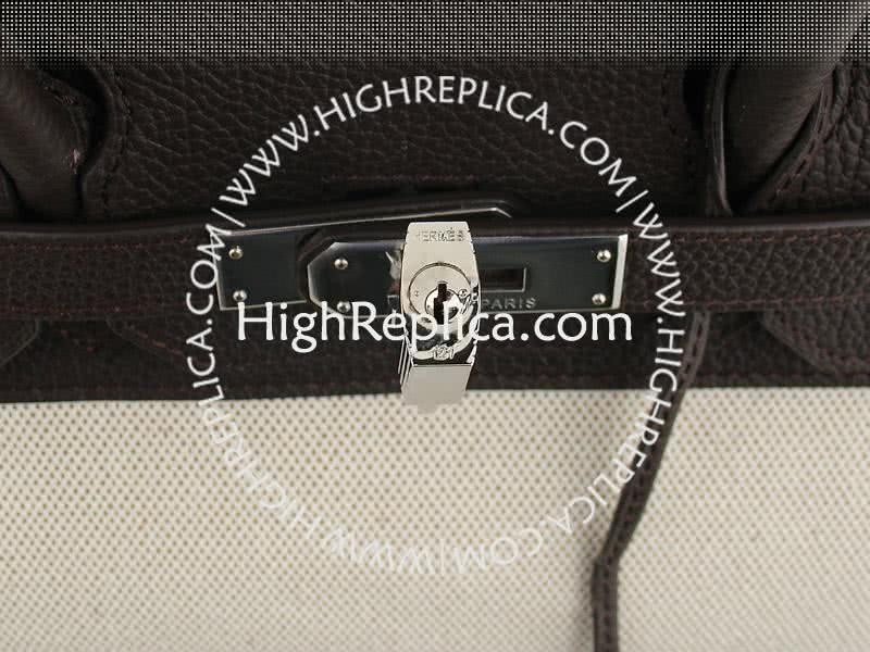 Hermes Birkin 35 Cm Toile And Togo Leather Black 7