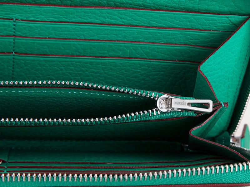 Hermes Zipper Wallet Original Leather Watermelon Green 4