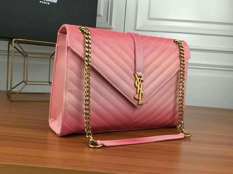 Saint Laurent Ysl Monogram Satchel In Pink Matelasse Leather 2