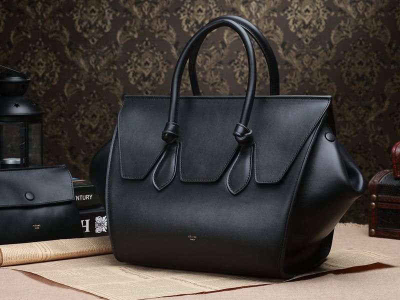Celine Tie Nano Top Handle Bag Leather Black 2 4