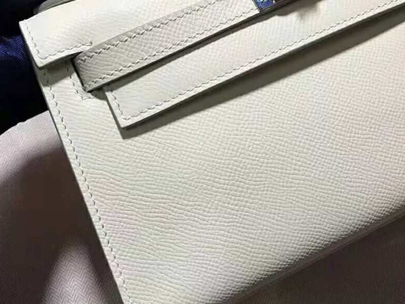 Hermes Epsom Mini Kelly Pochette Silver Hardware White 3
