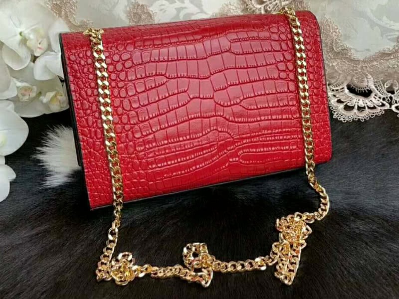 Saint Laurent Kate Medium With Tassel Crocodile Shiny Leather Red 2