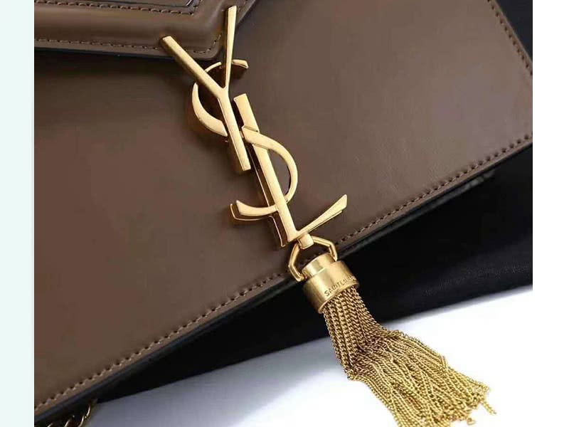 Saint Laurent Cassandra Monogram Clasp Bag Calfskin Brown 5