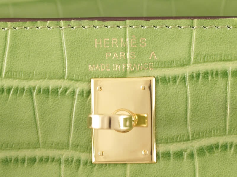 Hermes Matte Kelly Pochette Crocodile Green 9