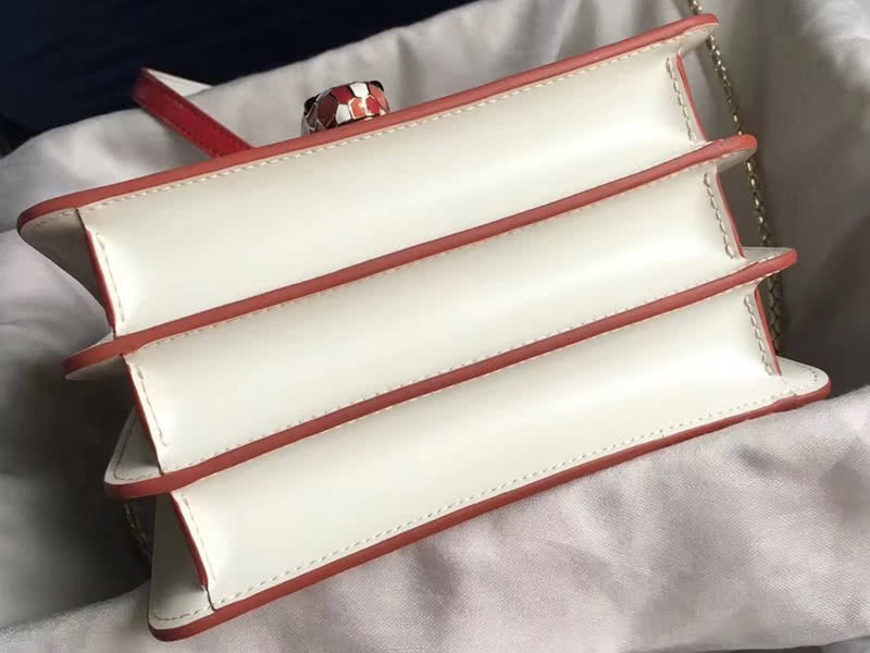 Bvlgari Flap Cover Serpenti Forever 18cm Calfskin White And Red 6