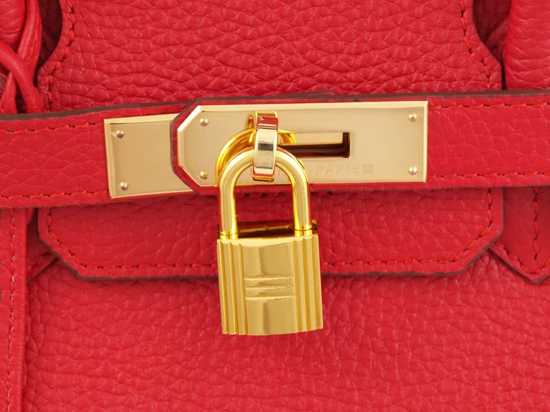 Hermes Birkin 30cm Clemence Rouge Vif With Golden Hardware 7