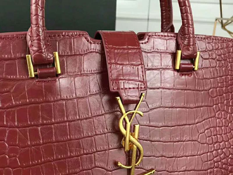 Saint Laurent Cabas Ysl Small In Smooth Leather Burgundy 6
