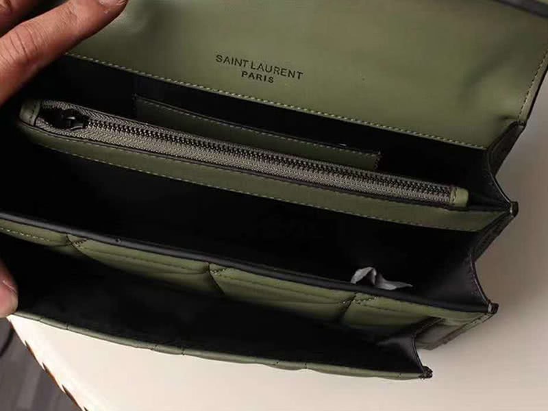 Saint Laurent Jamie Medium Carre Rive In Clafskin Green 7