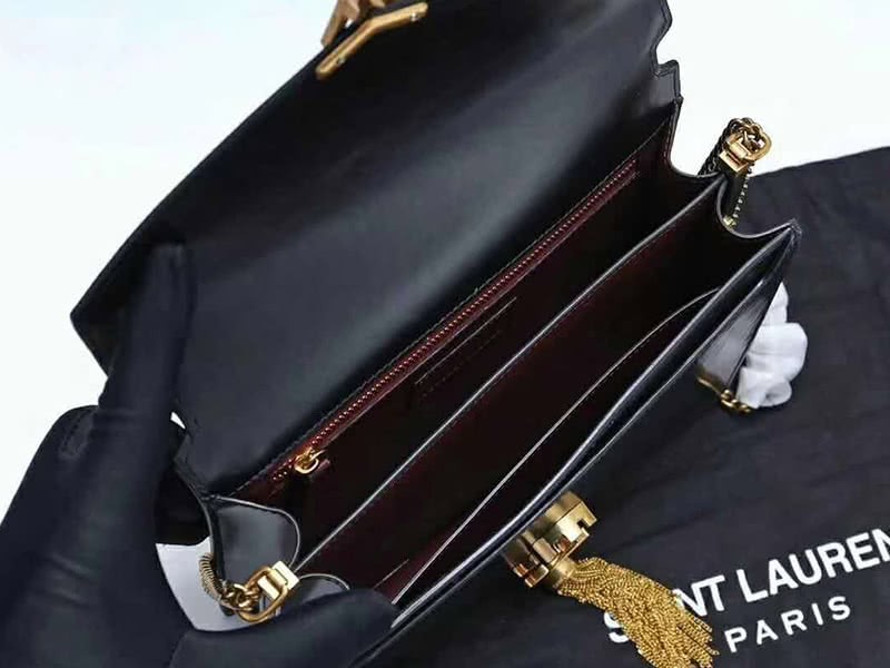 Saint Laurent Cassandra Monogram Clasp Bag Calfskin Black 9